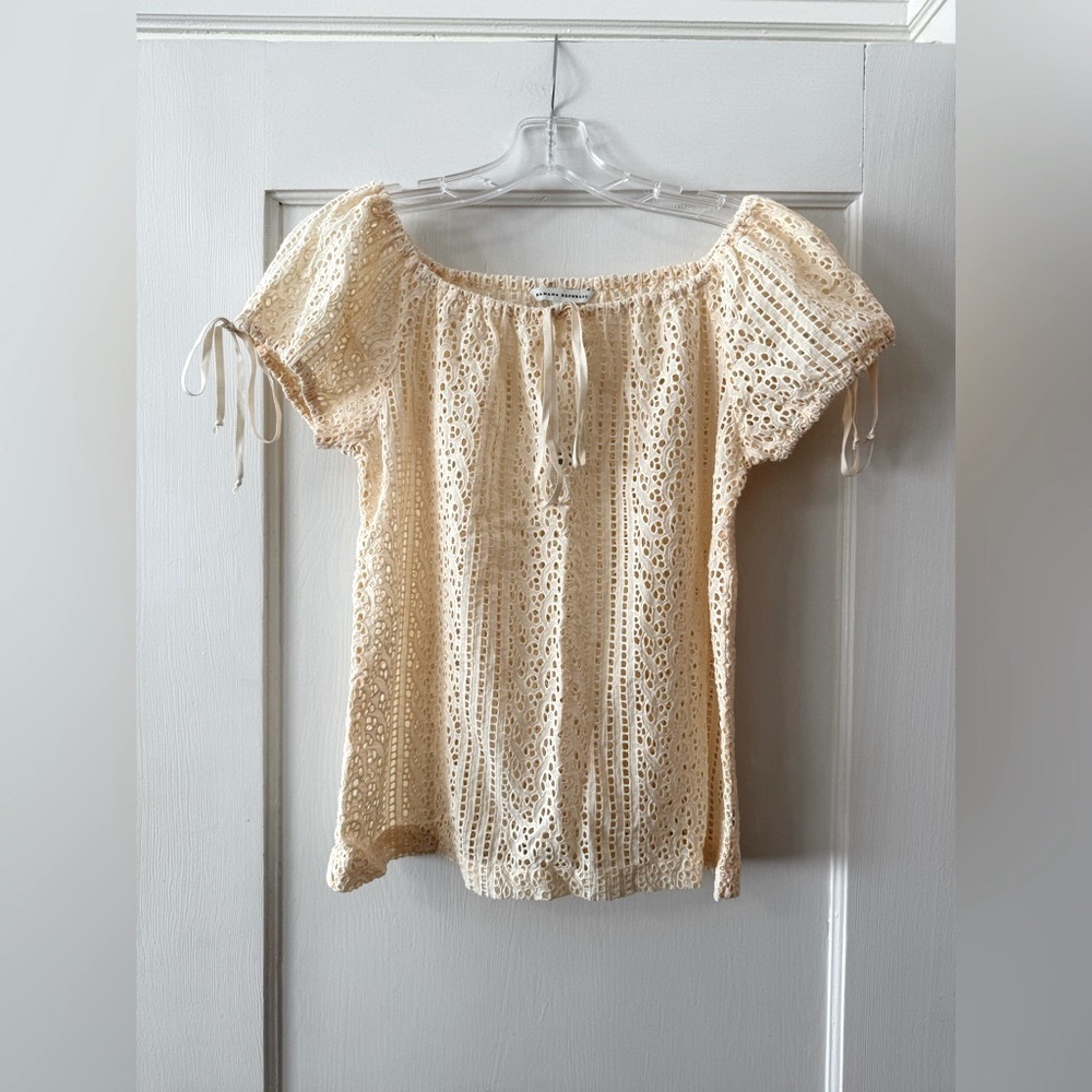 Banana Republic | Cream Eyelet Boho Peasant Blouse Size S